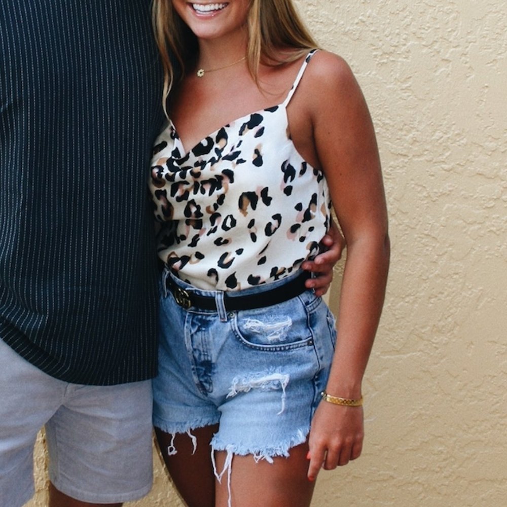 The Native One Cheetah Print Cow Neck Tank